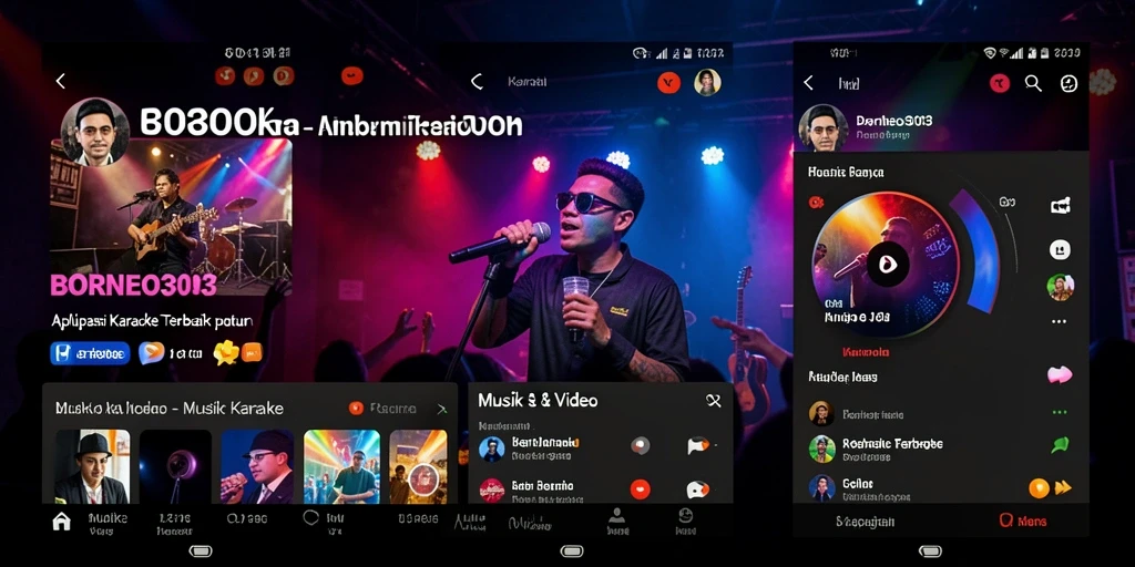 Antarmuka aplikasi karaoke BORNEO303 yang menarik dan fungsional.