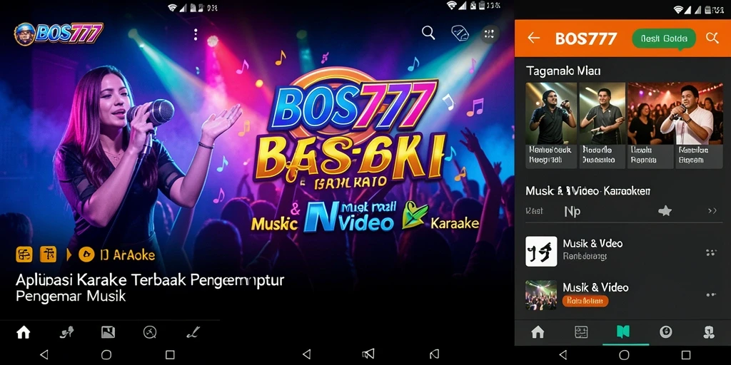 Tampilan UI aplikasi BOS777 dengan fitur karaoke intuitif.