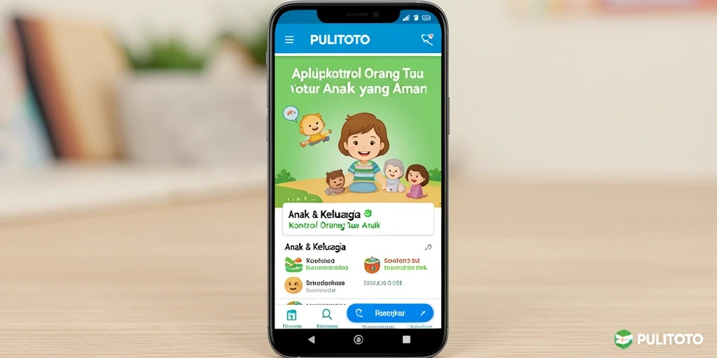 Screenshot PULITOTO menampilkan antarmuka kontrol orang tua yang intuitif dan informatif.