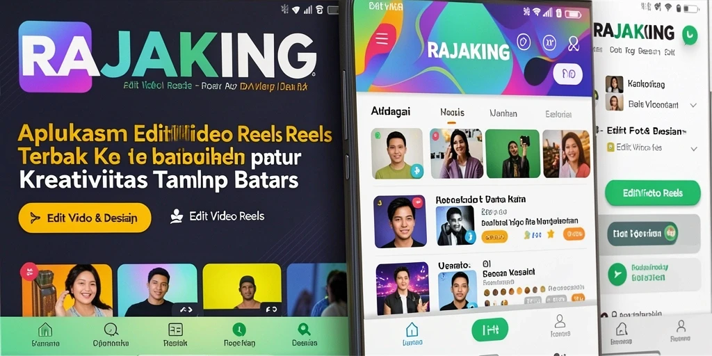 Tampilan antarmuka aplikasi RAJAKING untuk edit video Reels.