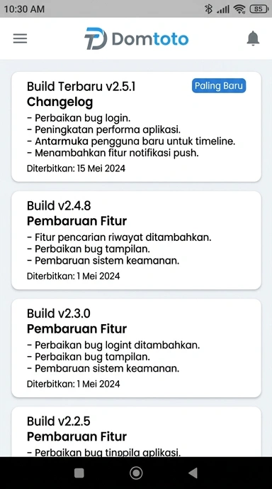 Riwayat Versi domtoto untuk Pengguna Android Indonesia